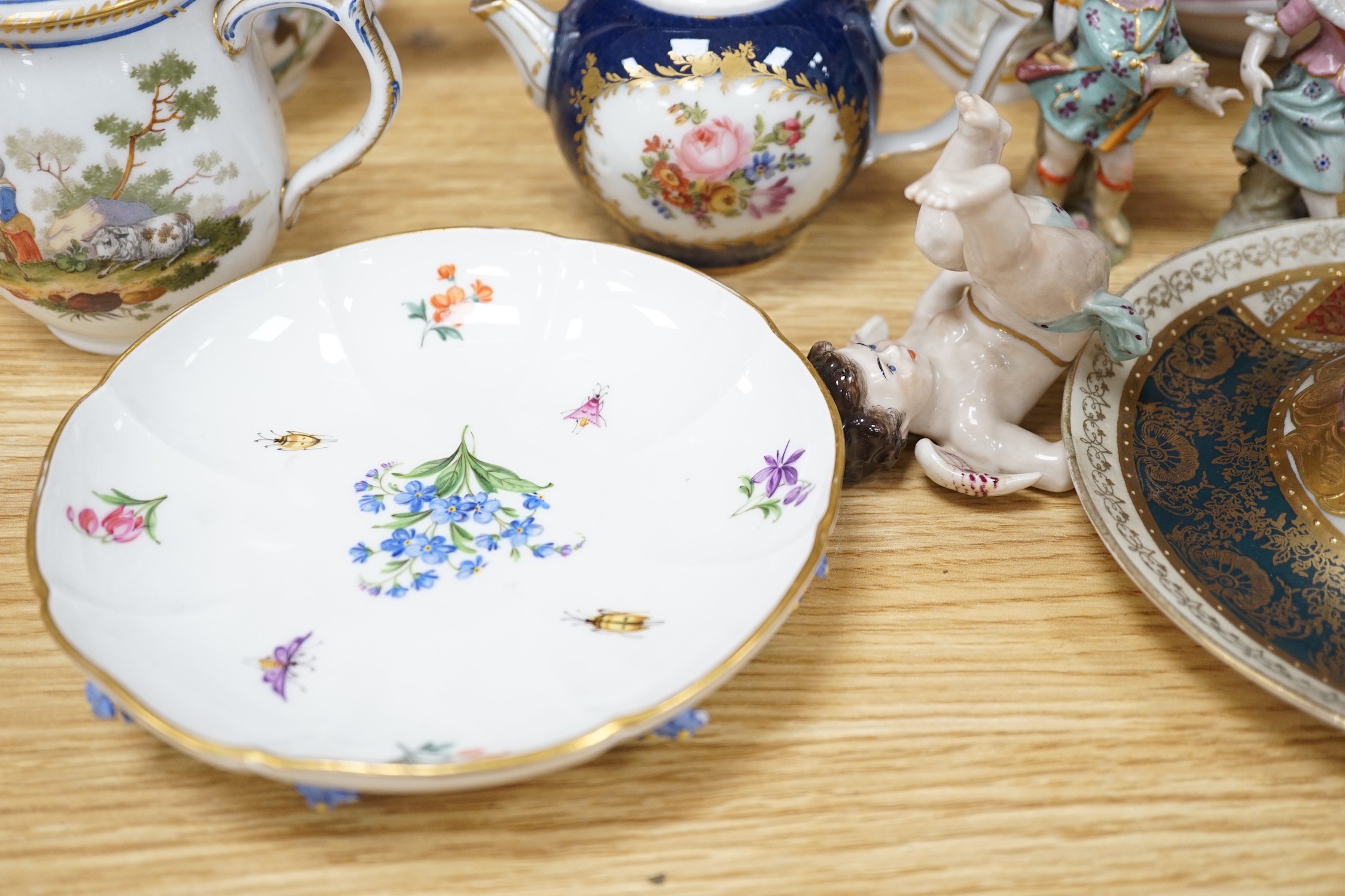 A mixed collection of 19th century and later continental porcelain